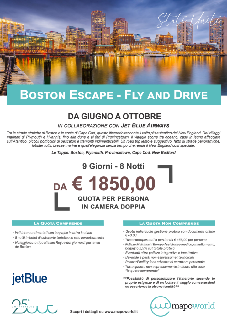 Locandina BOSTON ESCAPE - FLY AND DRIVE